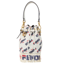 X Fila Fringe Bucket Bag, Leather, White, 8BS010A5S3, DB/S/E, 3*